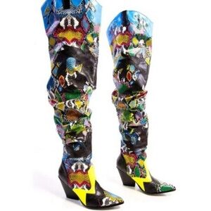 Cape Robbin Hilda Colorful Snake Print Women's Boots